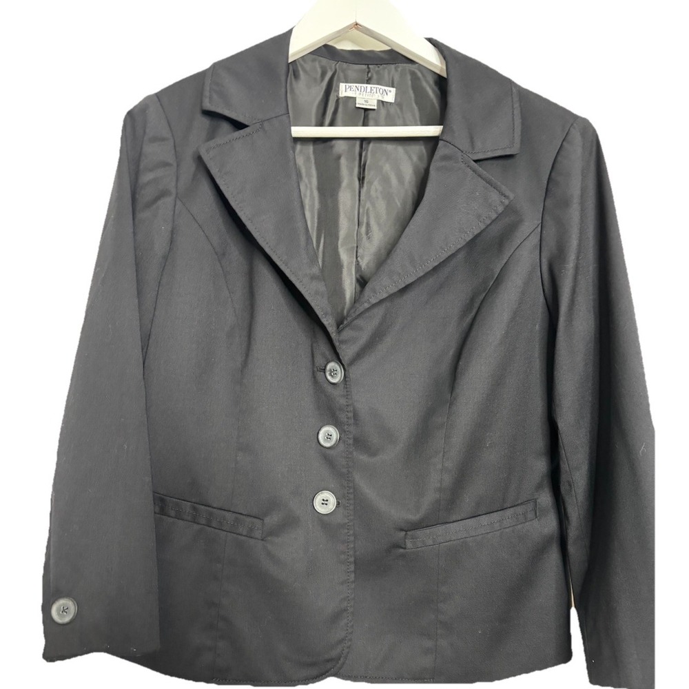 Vintage Pendleton Wool Blend Women's Blazer‎ Black Jacket Size 16